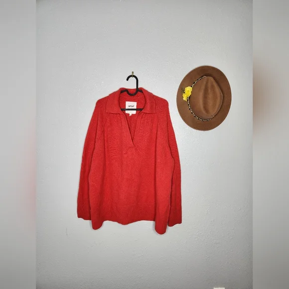 NEW Aerie Size XS Take It Easy Pink Sweatshirt Pullover Oversized Knit Sweater - Picture 2 of 4